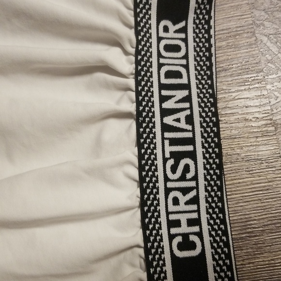 Christian Dior Cropped top White Blue Logo on Neck and at Bottom of shirt - Picture 9 of 14